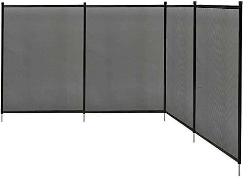 GYMAX Cancelletto per Piscina in Metallo e Textilene, Barriera per Piscina Avvolgibile e Traspirante, Recinzione Trasformabile in Diverse Forme, 360 x 150 cm