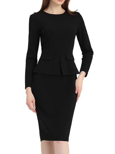 black peplum bodycon dress 'Juniper' Black Peplum Midi Dress