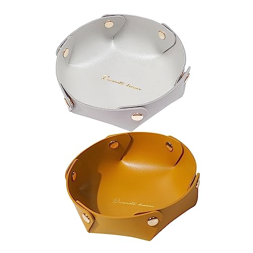 Healeved 2piezas Cajas De Almacenamiento De Cuero Triangulares Bandeja De Escritorio Organizadora Para Llaves y Monedas Decoración Hogar Oficina