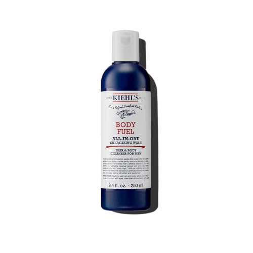 Kiehl's Body Fuel All-in-One Energizing Body Wash & Shampoo for Men, with Menthol, Caffeine, Vitamin E & Vitamin C, Gently Removes Excess Oil, Sweat & Impurities, for Men's Skin and Hair