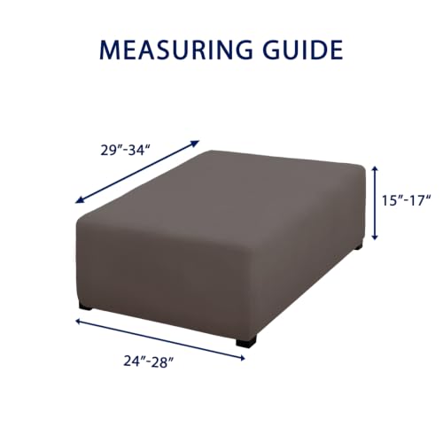 Image of PureFit Super Stretch Form Fit Ottoman Cover Rectangle - Ottoman Slipcovers for Foot Stool Cover & Folding Storage Slipcover for Living Room with Nonslip Elastic Bottom (Medium-L, Taupe)