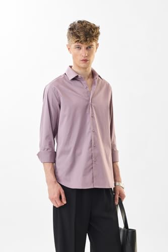 Image of SNITCH Men Formal Shirt | Slim Fit Full Sleeve Classic Collar Solid Pattern | Premium Cotton Blend & Breathable Fabric for Office