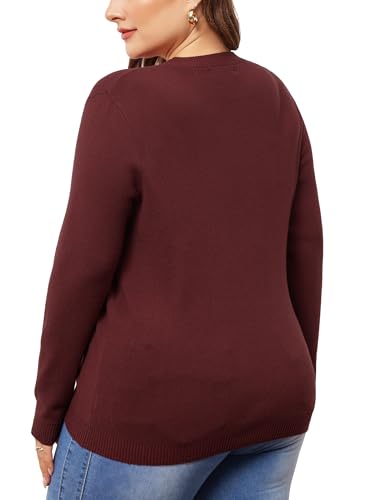 Agnes Orinda Plus Size Sweater for Women Long Sleeve Crewneck Shirts 2024 Fall Knit Casual Basic Tee Tops4