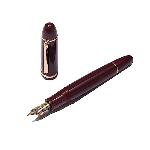 Image of SCHMIDT X159 Fountain Pen Fine Nib Gold and silver Trim for Writing and Calligraphy with Refill Ink Converter (wine red (Gold trim))