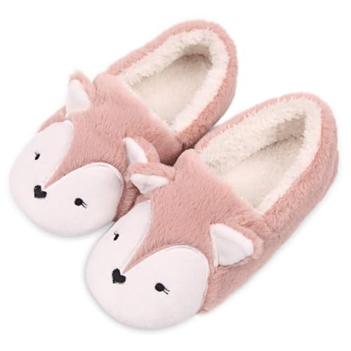 Caramella Bubble Womens Fox Fleece Animal Cozy House Slippers Indoor Outdoor Vacation Slippers for Women