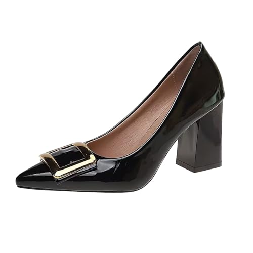 Compra Online Zapatos Mujer Comodos Vestir,Zapatos de Tacones Gruesos para Mujer Elegantes Bailarinas de Punta Afilada Moda Casual Fiesta Mocasines Vestir de Piel Versátil Merceditas Sólido Calzado