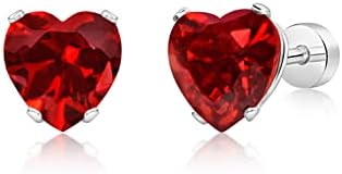 LAZURIS LONDON Heart Crystal Stud Earrings with Screw-on Back for Women & Girls - Jewellery Earrings Gift for Girls & Women & All