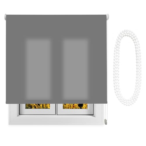 Estor Enrollable Translúcido a Medida Elite -Cortina Moderna para Ventanas–Cadena de Repuesto– Luz y Privacidad. Medidas Ancho x Alto. Color Gris. Medida 124cm x 300cm