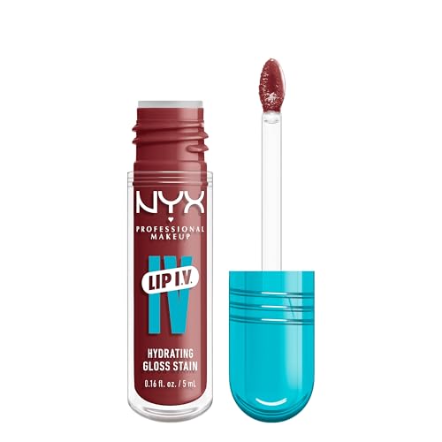 NYX PROFESSIONAL MAKEUP Lip IV Hydrating Glossy Lip Stain with 12HR Hydration – Drippin In Rose (Pink)
