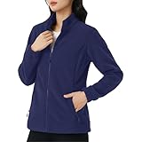 [KEFITEVD] ジャケット レディース 秋冬 薄手 登山服 防寒 防風 アウトドアジャケット 部屋着 ジップアップ ブルゾン 立ち襟 スポーツ ウォーキングウェア 秋服 ネイビー 3XL