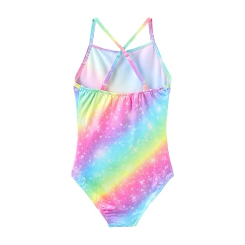 Image of iLover Girls Sparkle One Piece Swimsuits Crossback Swimwear Beach Bathing Suit with Adjustable Strap 4-10 Years