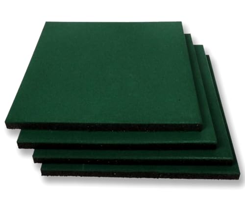 MYOYAY 4 Pack Interlocking Tiles 20"x20"x1" Heavy Duty Rubber Tile Green Non-Slip Flooring Mat for Playground Park Gym Indoor and Outdoor, Cover 11.12 Sq.FT