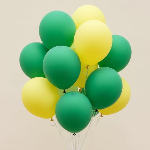 Image of Regular Balloon Combo For Decoration with Glue Dots & Balloon Arch Strip - Party Decor Set For Easy Party Setup (GREEN YELLOW, 100)