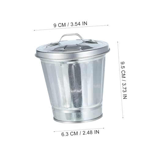 Alipis 3pcs Mini Papelera Metálica con Tapa miniatura 2
