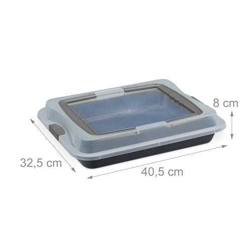 Plaque de cuisson avec couvercle Relaxdays boite de transport gateau gris - 5