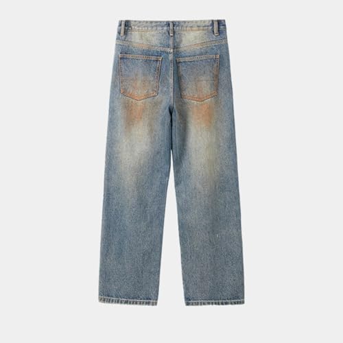 Jeans Pants Trousers Denim Autumn Collection Retro Wasteland Style Ripped Mud Dyed Distressed Washed for Men2