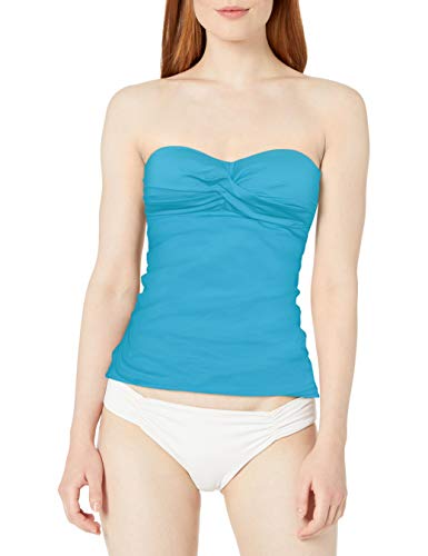 Anne Cole Women's Twist Front Shirred Bandeau Tankini Swim Top, Cobalt Blue, Medium