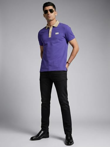 Image of Veirdo Men's Polo T-Shirt Regular Fit, Half Sleeve Contrast Collar Tee, Solid Color Summer Wear, Comfortable Travel, Casual & Office Styling (Sizes S-2XL)