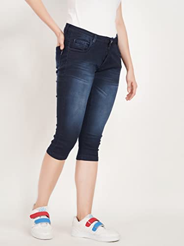 Image of Skinny Fit Women Denim Capri