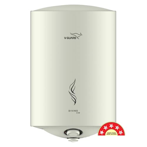Image of V-Guard Divino 3kW Geyser 25 Litre Water Heater, 33% Faster Heating | Suitable for Hard Water | BEE 5 Star Rating | Advanced 4-layered Safety | 5 Year Inner Tank Warranty by V-Guard