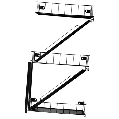MERIGLARE 火災避難用壁掛け棚オーガナイザー収納クリエイティブ壁掛け階段装飾棚オフィスキッチン屋内屋外用, 3層拡大
