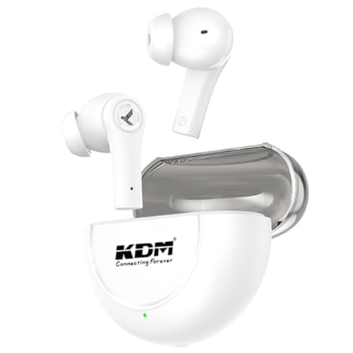 Image of KDM - E5 Smilepods Truly Wireless in Ear Earbuds with 30hrs Playtime, ENC, Voice Changing, Low Latency, Buds TWS, White