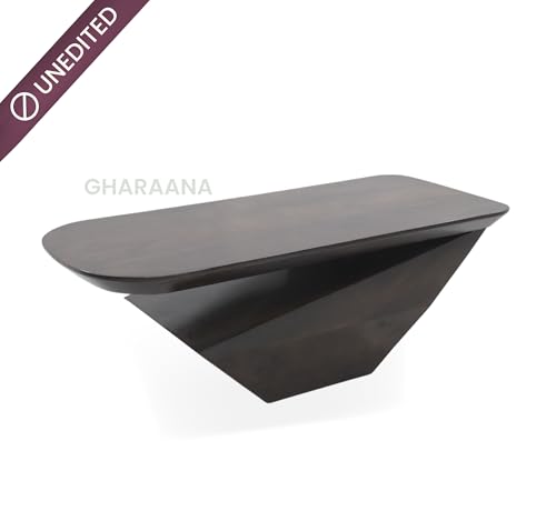 Image of Gharaana Gravity Modern Wooden Centre Table for Living Room (45x20x15) Solid Mango Wood | Dark Walnut Finish | Rectangular Luxury Contemporary Coffee Table