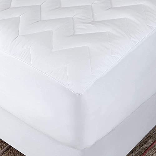 Image of Waterguard Quilted Cotton Mattress Pad - King Size - Soft, Comfortable, and Fluffy Mattress Pad - Waterproof Mattress Protector Stretched 15 inch for Snug Fit on Regular Sized Mattress