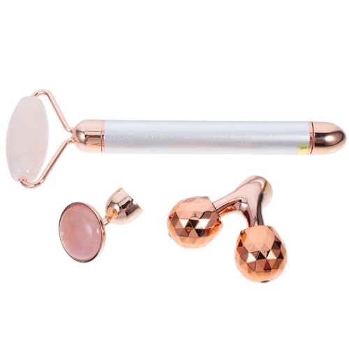 TOVINANNA Rouleau de Jade Électrique Visage en Cristal Naturel Masseur Facial en Pierre de Jade Argenté Outil de Massage Anti-Âge pour Soin du Visage Rides Accessoires Beauté pour Peau
