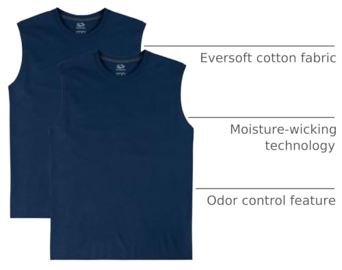 Image of Fruit of the Loom Men's Eversoft Cotton Sleeveless T Shirts, Breathable & Moisture Wicking with Odor Control, Sizes S-4X