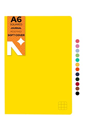 Image of NEORAH -A6 Checked Notebook (Square Ruling) SOFT COVER Organiser REFILL | 110 GSM | 160 pages (Size 14.8 cm x 10.5 cm) Planner Journaling Writing Note Taking Diary,Travellers Journal- Yellow