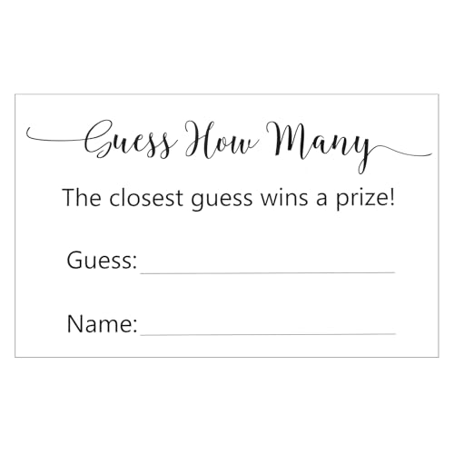 50Pcs Guess How Many Game Cards, Minimalist Guess How Many