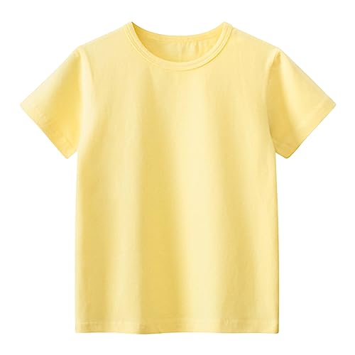 Chemise Gilet Garçons Été Enfant Garçon Fille Manches Courtes Couleur Unie Casual Tops Pour Enfants Vêtements Garçons T-shirt Tracteur, jaune, 5-6 ans