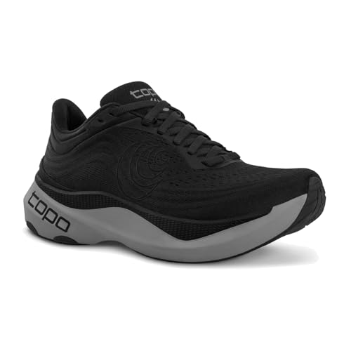 Topo Athletic Tênis de corrida masculino leve e confortável 5 mm Drop Aura Road, tênis atlético para corrida de estrada, preto/carvão, tamanho 11W, Cinza/carvão, 11 Wide