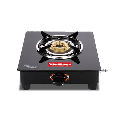Hindflame 1 Burner Pixel Black Toughened Glass Manual Gas Stove (1 Burners)