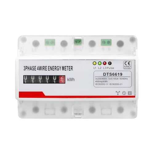UTTASU Contador trifásico de 3 fases, 4 conductores, digital, 100 A, 380 V, kWh, medición clase 1, pantalla LCD para la industria y el comercio