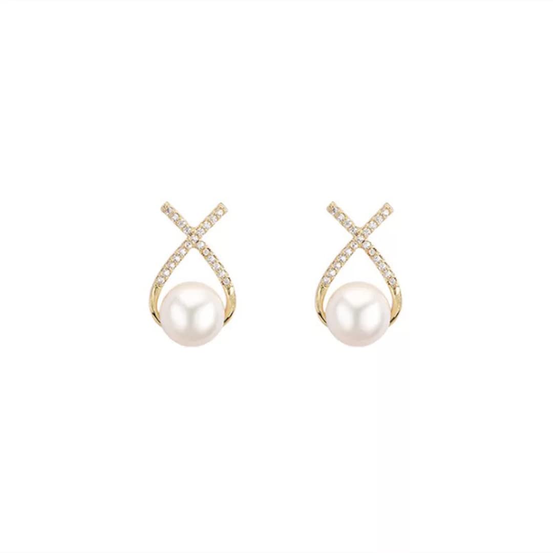 VembleyStylish Korean Zircon Studded Earrings For Women And Girls 2Pcs/Set