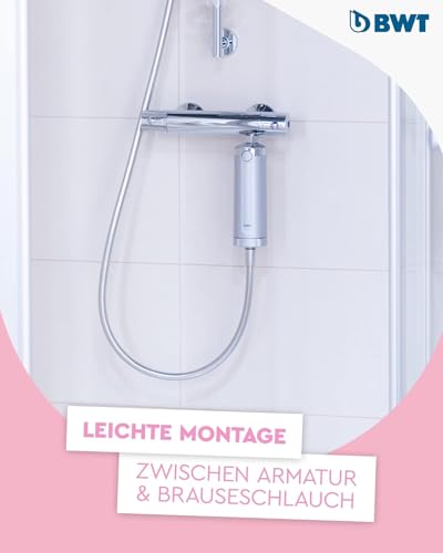 BWT Quick & Clean Kalkfilter | Wasserfilter stoppt Kalkflecken in Dusche und Badezimmer – inklusive 1 Filterkartusche | Entkalkt Duschwasser direkt aus der Leitung | Duschfilter gegen Kalk | Antikalk