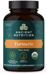 Ancient Nutrition Turmeric Capsules, Once Daily, Use as a Joint Supplement and Supports Inflammation, Gluten Free, Paleo and Keto Friendly, 30 Tablets