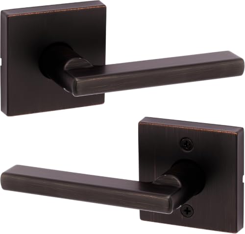 Image of Kwikset Halifax Interior Passage Door Handle, Lever for Closet and Hallway Doors, Reversible Non-Locking Handle Lever, Venetian Bronze, with Microban Protection (Pack of 12)
