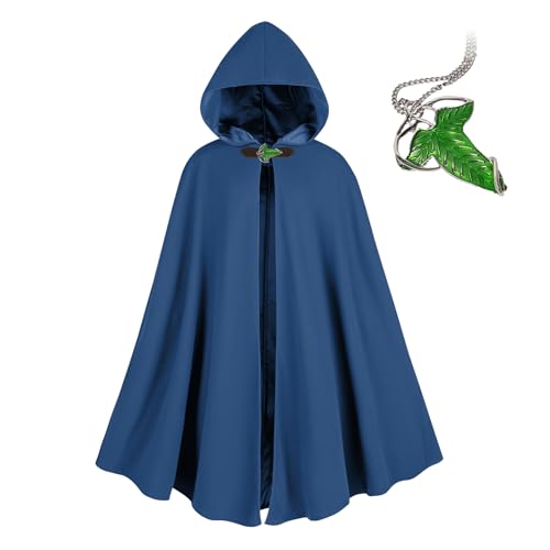 NFAOEGJ Renaissance Kapuzenumhang Mit Green Leaf Elven Brosche Mittelalter...