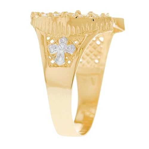 14k Two Tone Solid Gold Horse Lucky Horseshoe CZ Mens Ring2