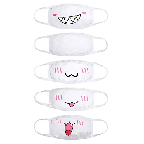 Lancardo Set de 5 Protection de Visage Anti-Poussière des Femmes Hommes Unisexe RéutilisableTaille:20 * 12.5cm (Blanc)