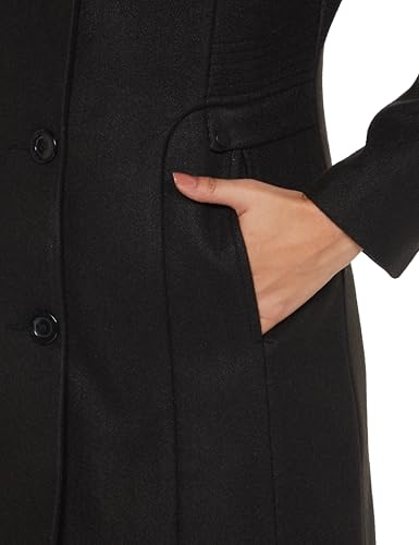 Image of Qube By Fort Collins Women's Semi-Long Tweed Coat with Knitted Finish - Elegant Winter Outerwear for Casual and Formal Looks