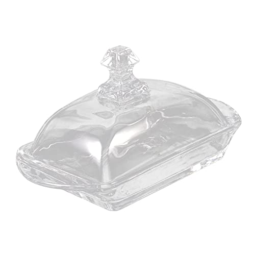 OFFSCH Mantequera con Tapa de Cristal Recipiente para Caja de Queso Elegante Mantequera de Cocina para Restaurantes y Hogar Uso Diario 1 Juego