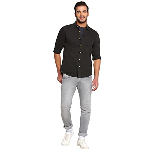 Image of Wrangler Men Charcoal OD Solid Regular FiT-Shirt