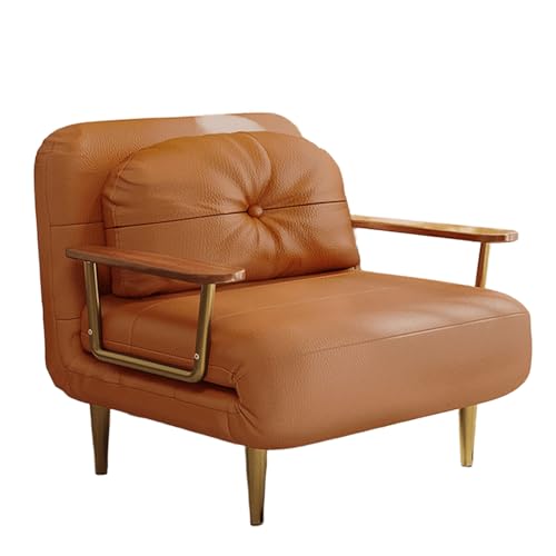 Sofá cama convertible – Sofá cama individual de cuero Tech con respaldo ajustable de 6 posiciones, cama de invitados plegable para sala de estar, apartamento, oficina