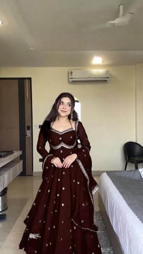 Image of Beautiful Embroidered Anarkali Gown for Women ||Festive Outfit with Intricate Detailing