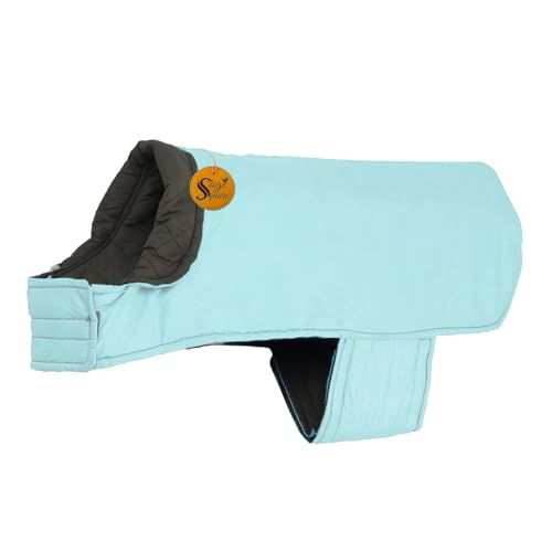 Image of Sage Square 2 in 1 Waterproof Premium Reversible Double Side Dog Coat, Ultra Warm Windproof Winter, Thicker Fleece Jacket for Cold Weather (Sky Blue) (Small-Medium) (14 Inches)