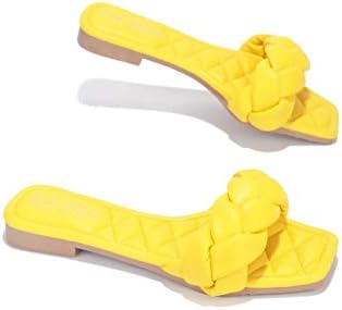 Cape Robbin Sandals Slides for Women, Woven Women's Mules Slip On Shoes- Mischa Yellow Size 8 | Image 1